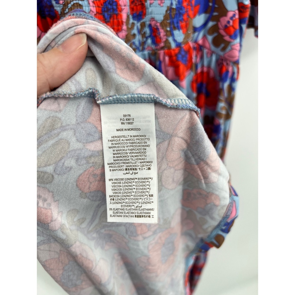 Boden Amelie Jersey Midi Dress Blue Red Floral Flutter Sleeve Pockets US 10R - Picture 7 of 9